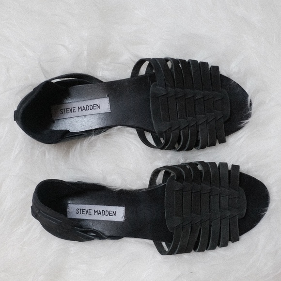 black leather huaraches